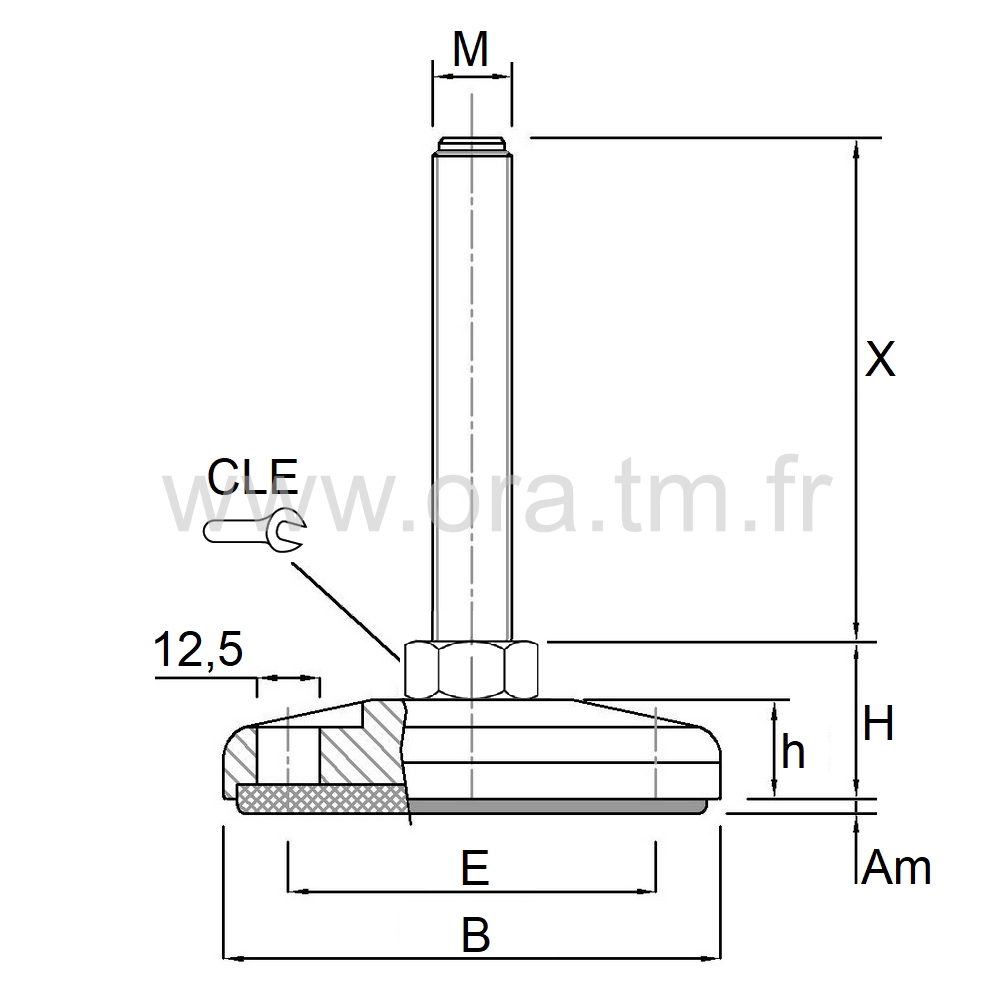 VML2 - VERIN PIED MACHINE - CHARGE LOURDE TIGE FIXE